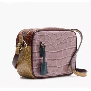 Jcrew Signet Leather Two-Tone Croc-Embossed crossbody Bag